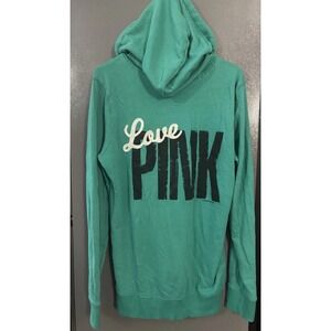 Victoria's Secret PINK Women's Large Boyfriend Fit Tunic Full-Zip Hoodie Green